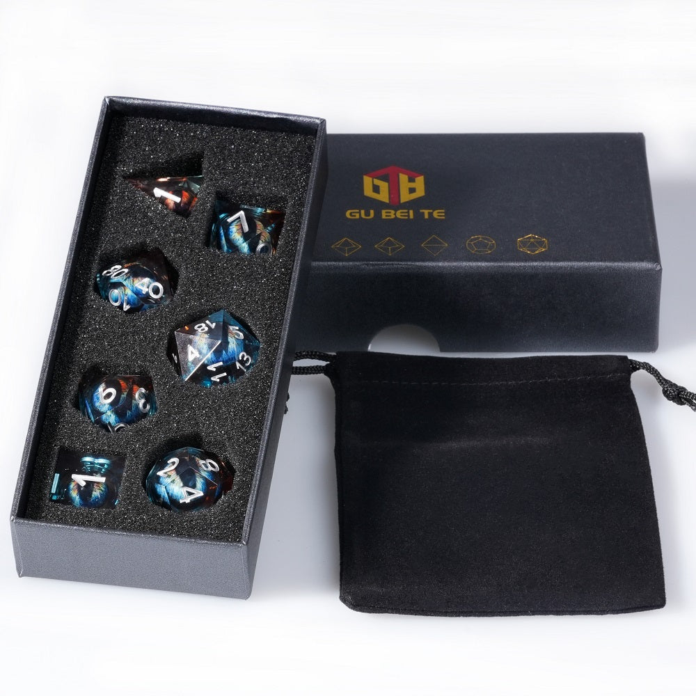 Dragon's Eye Resin Dice Set, Brown Blue