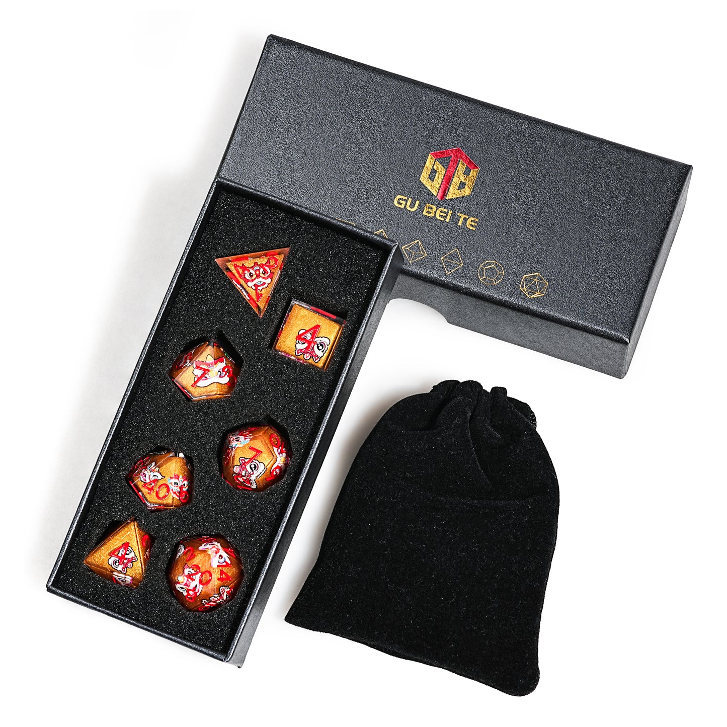 Golden Resin Solid Lion dance Dice Set, Red number