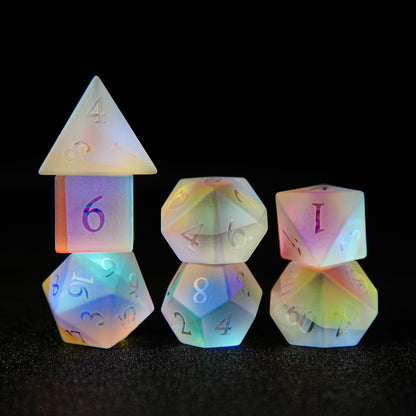 Colored Gemstone D&D dice set