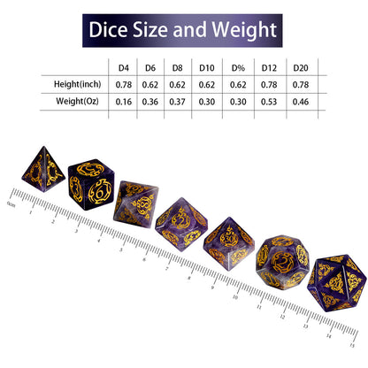 Purple Gemstone Astrology Motif DnD D&D Dice Set