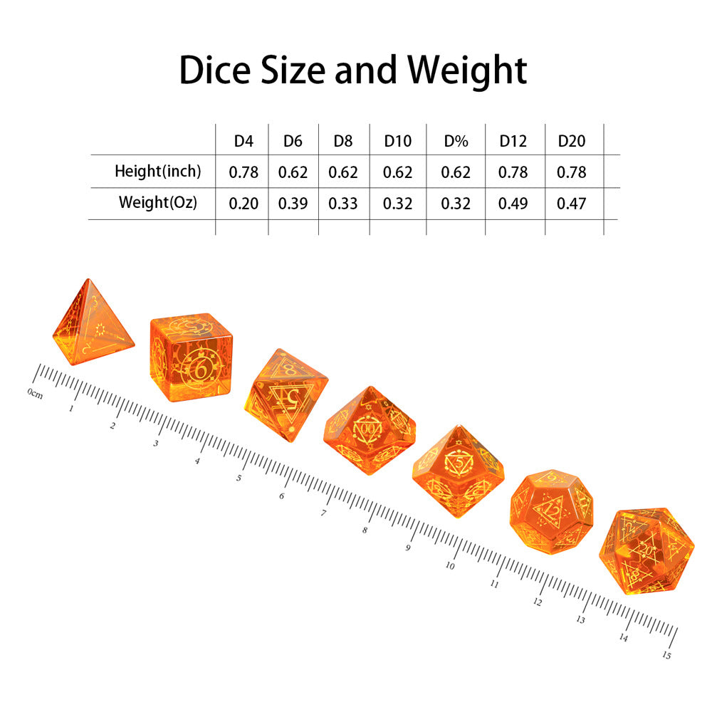 Ensemble de dés D&amp;D The Sky DnD en résine orange 