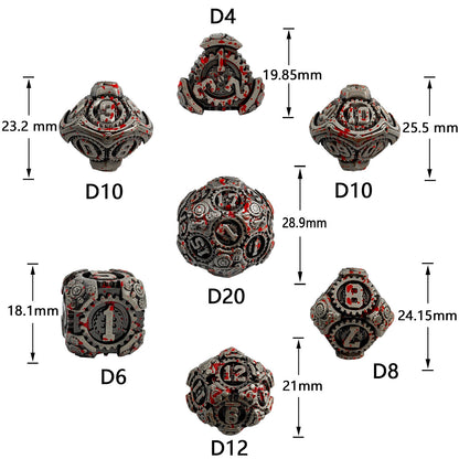 Jeu de dés en métal DND, 7 pièces, doré Antique 