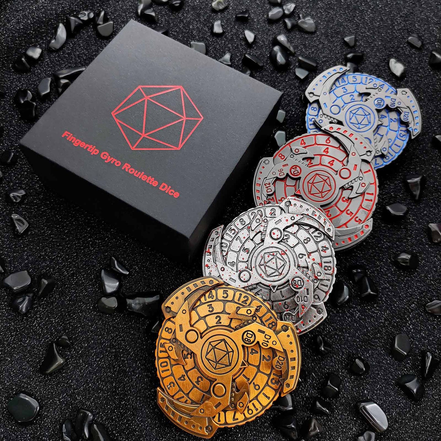 Dungeons and Dragons-Würfel-Spinner, einzigartige Roulette-Würfel, D&amp;D-Würfelset aus Metall mit DND-Würfelbox als Geschenk für Dungeons and Dragons-Rollenspiele (RPG), MTG, Pathfinder, Tischspiele, Brettspiele 