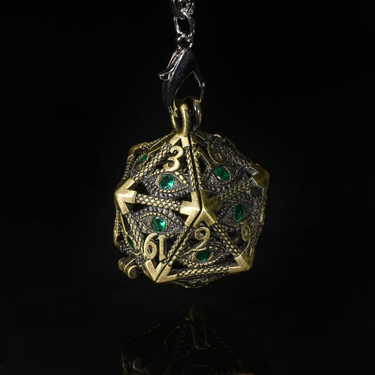 Emerald metal dice cage + dice