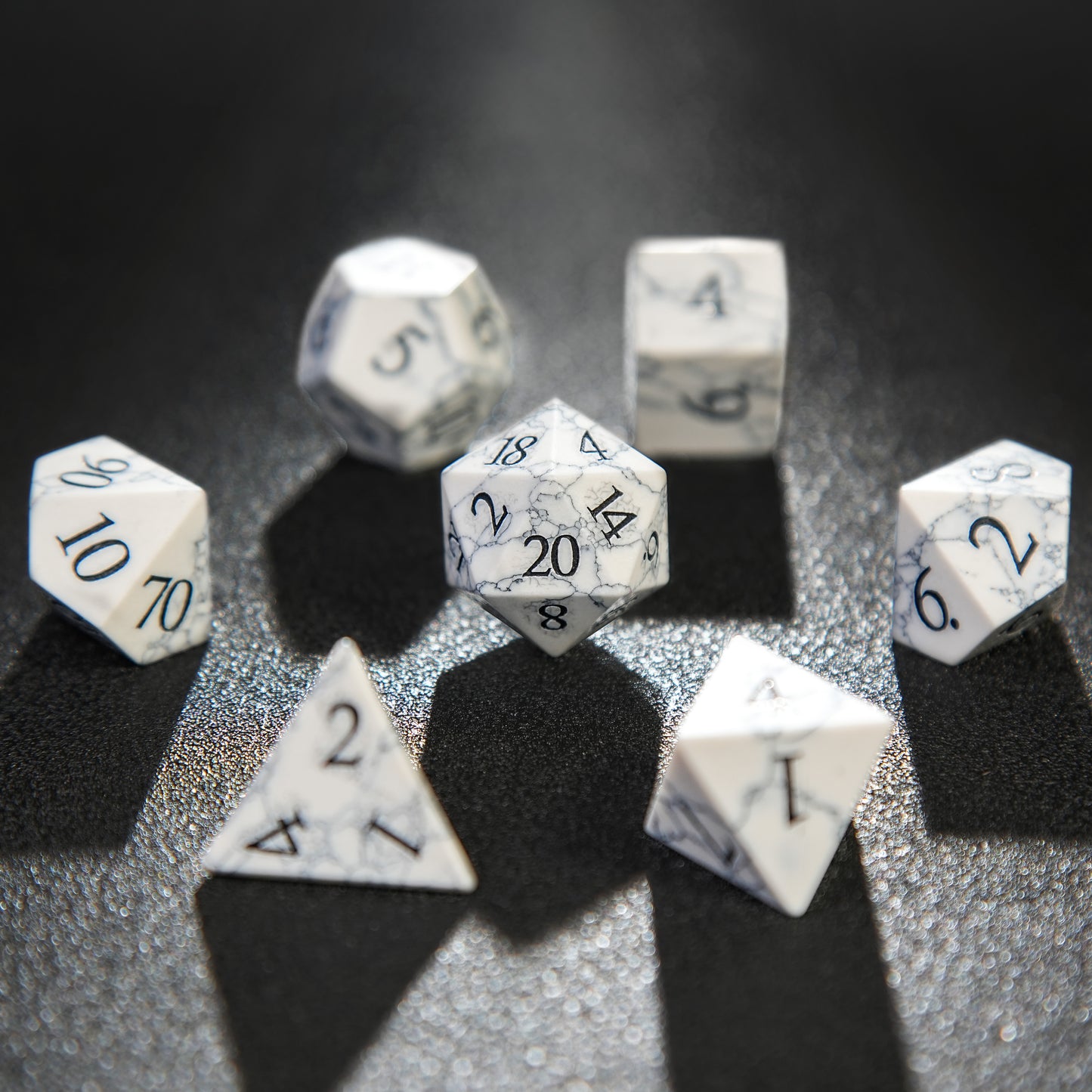 Black Line White Turquoise D&D Dice Set