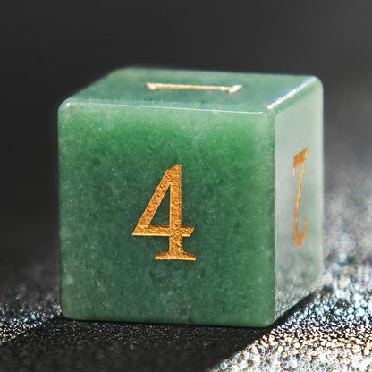 Green Gemstone+Golden Numbers D&D Dice Set