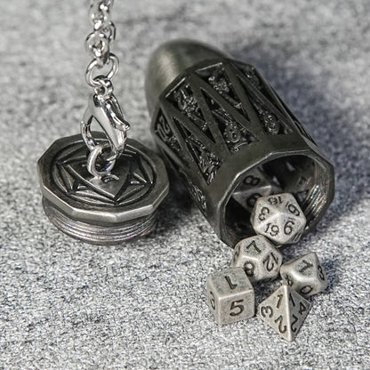 Mini metal dice + bullet necklace