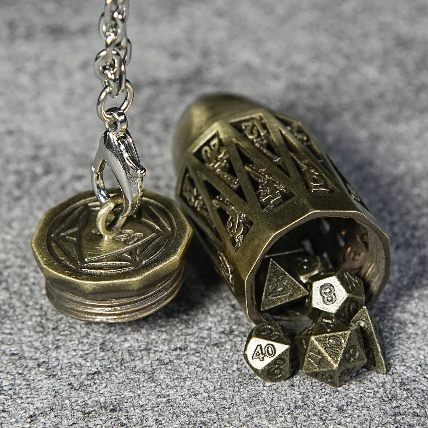 Mini metal dice + bullet necklace