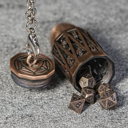 Mini metal dice + bullet necklace