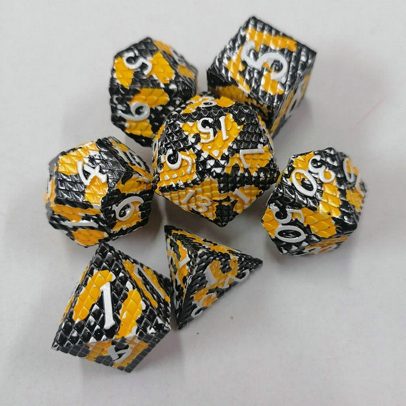 Metal Solid Dragon Scales D&D Dice Set , Dungeons and Dragons Dice