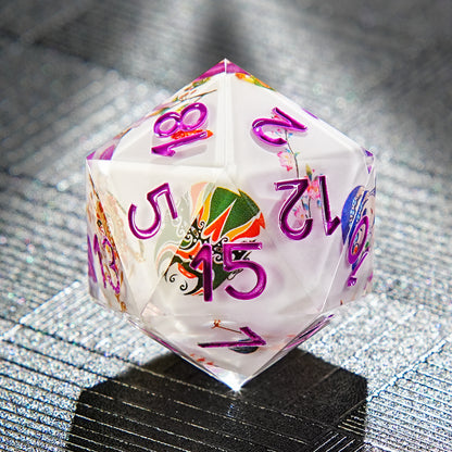 Jeu de dés d'opéra de Pékin en résine blanche, numéro violet 