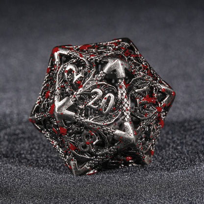 Cthulhu cutout blood metal dragon dice set