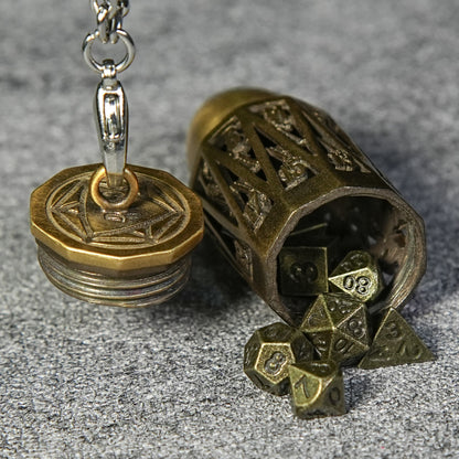 Mini metal dice + bullet necklace