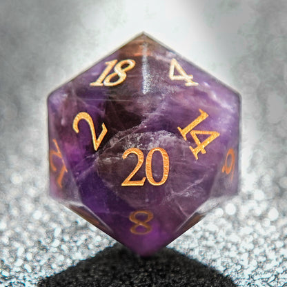 Purple Gemstone+Golden Numbers D&D Dice Set