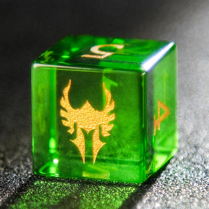 Juego de dados D&amp;D con piedras preciosas transparentes de color verde 