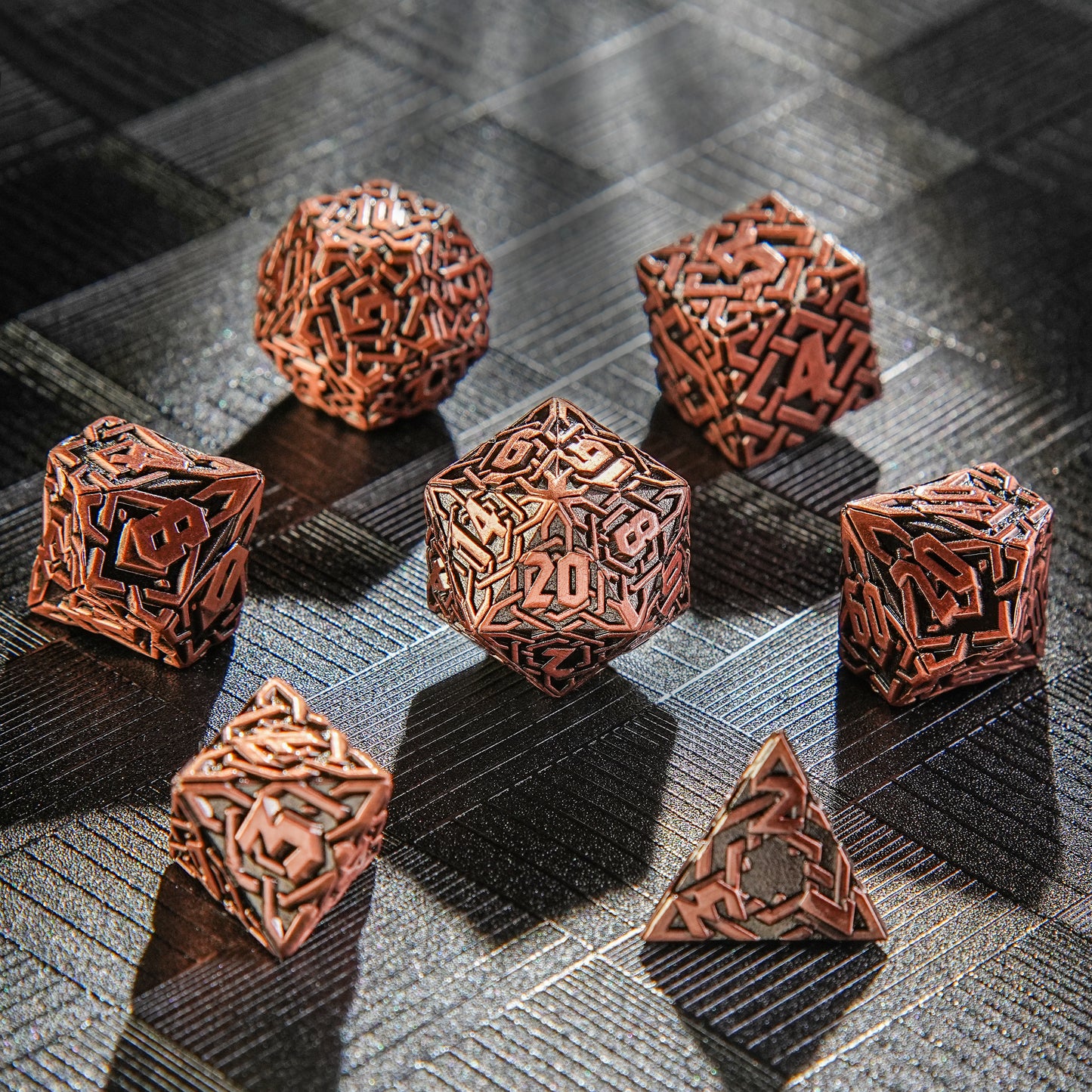 Solid metal Celtic knot dice series