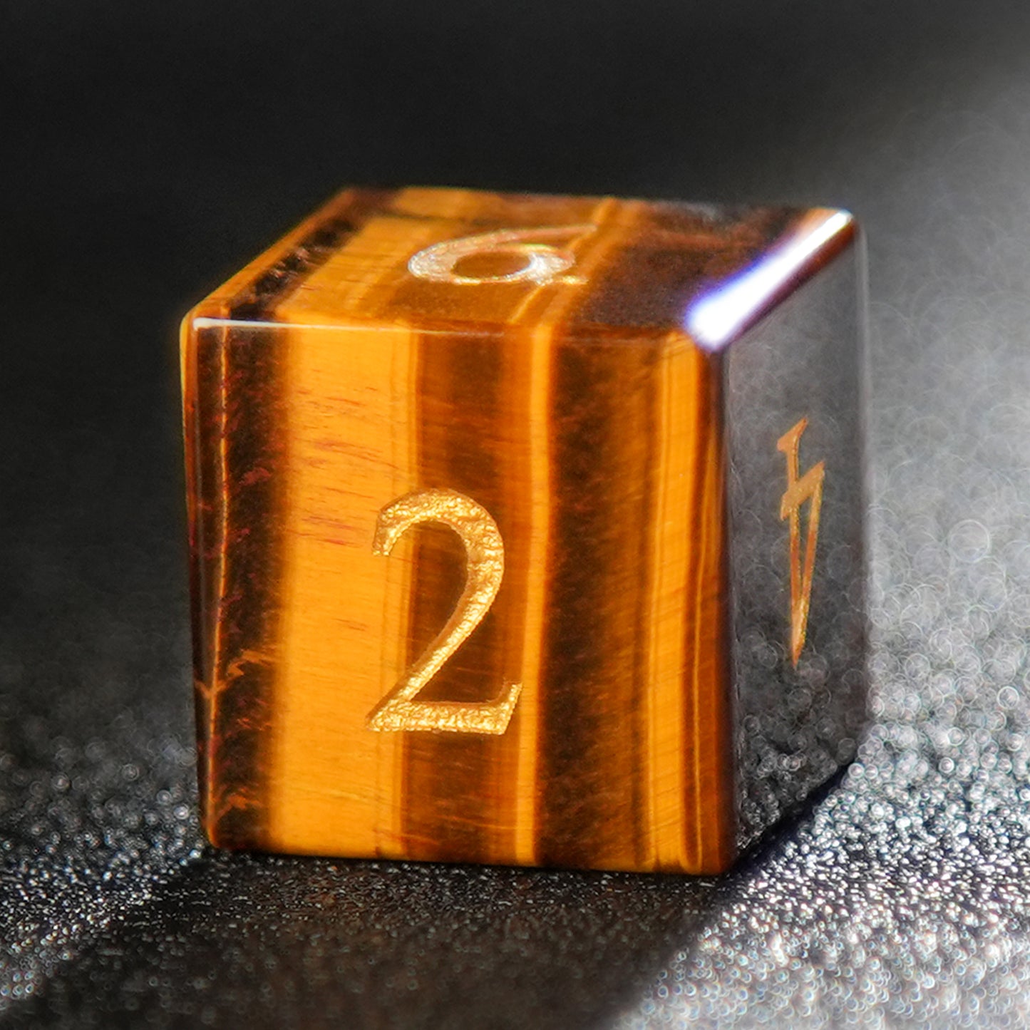 Brown Red Gemstone+Golden Numbers D&D Dice Set