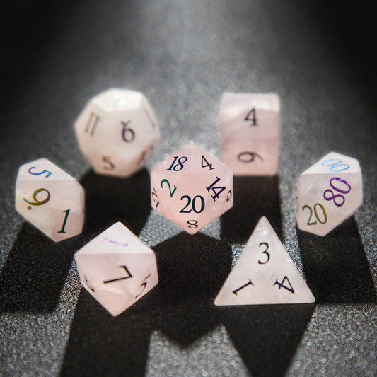 Pink Gemstone+Seven Colors Numbers D&D Dice Set