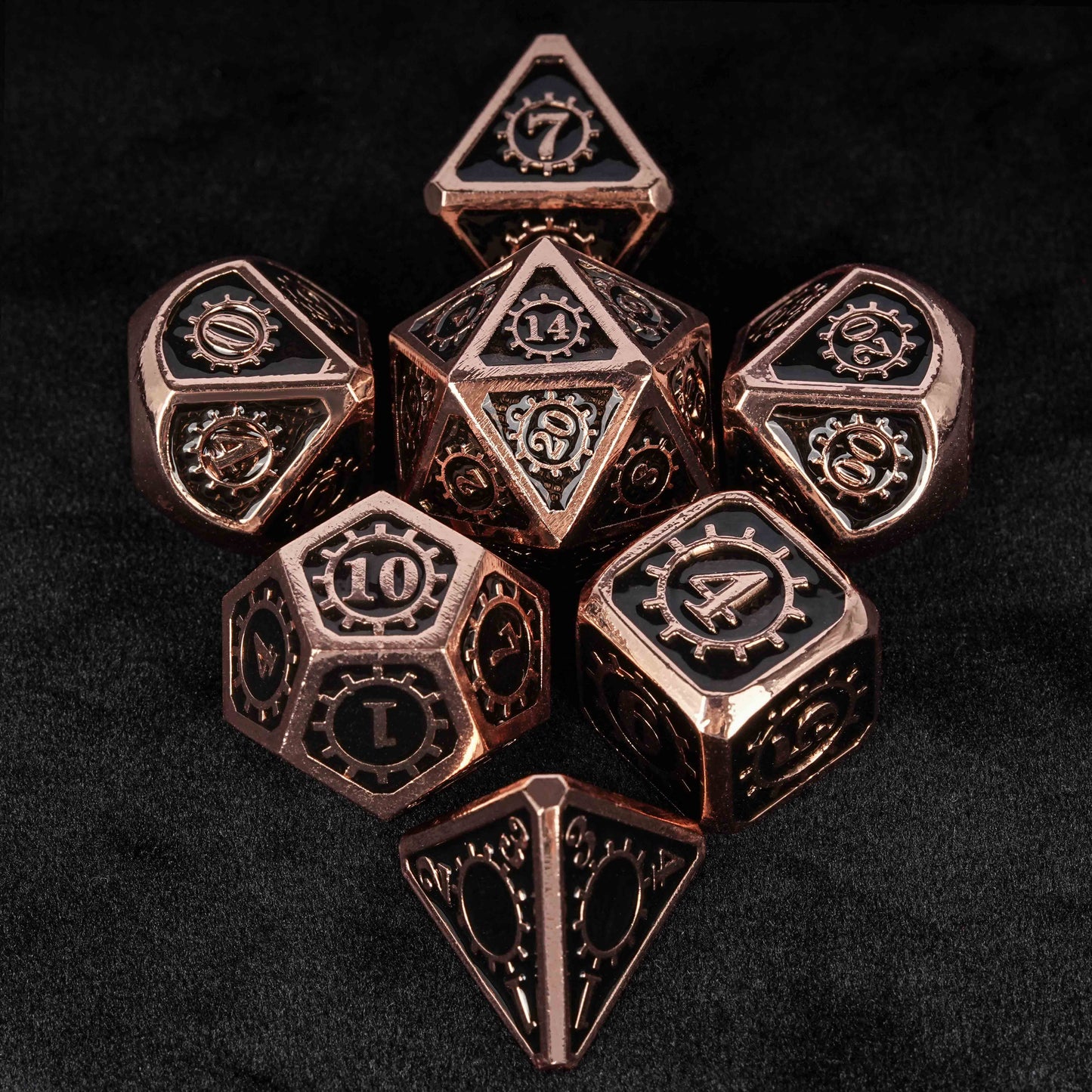 Metal Baldur's Gate dice set + copper black