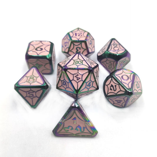 Colorful Pink Metal Solid Petal Pattern Dice Set