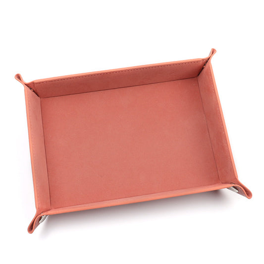 PU Leather Dice Tray Folding Quadrangle Dice Holder Tray for Dungeons and Dragons RPG Table Games, Peach Pink