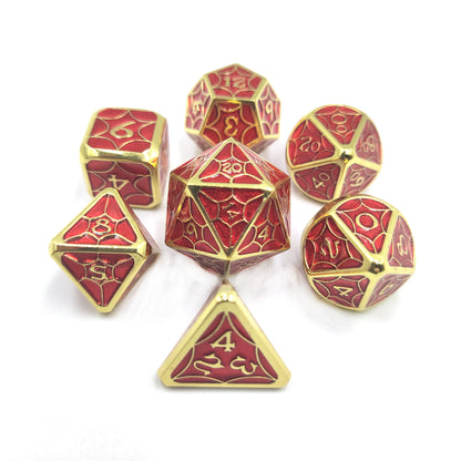 Golden Red Metal Solid Petal Pattern Dice Set