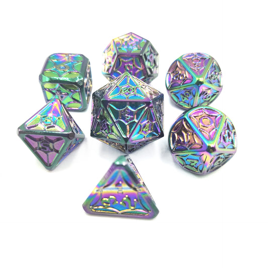 Colorful Metal Solid Petal Pattern Dice Set