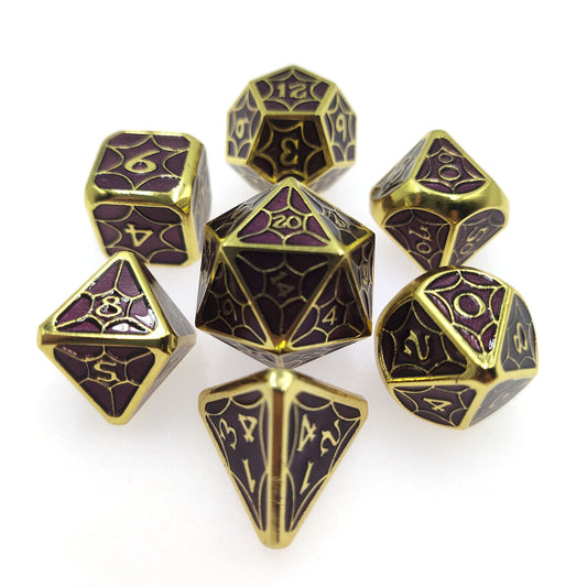 Yellow Purple Metal Solid Petal Pattern Dice Set