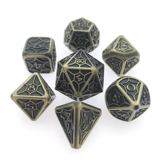 Bronze Metal Solid Petal Pattern Dice Set