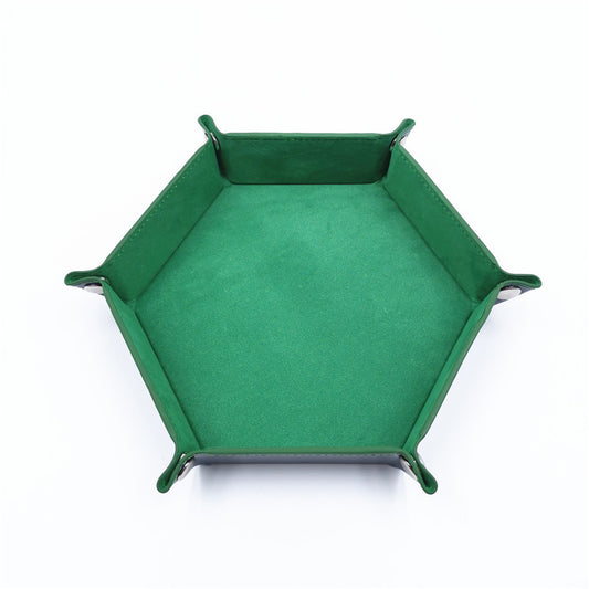 Plateau à dés en cuir PU, plateau porte-dés hexagonal pliable pour jeux de Table RPG donjons et Dragons, vert 