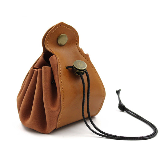 Portable Faux Leather DND Dice Bag for Dungeons and Dragons RPG Table Games and Coin, Brown