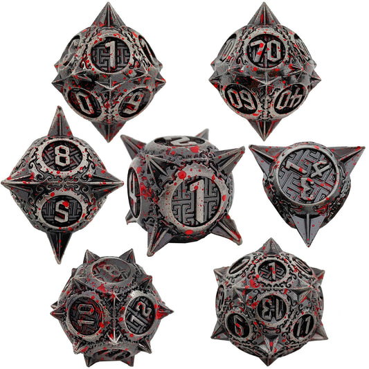 Bloodstain Metal Solid Round Pointed Dice Set