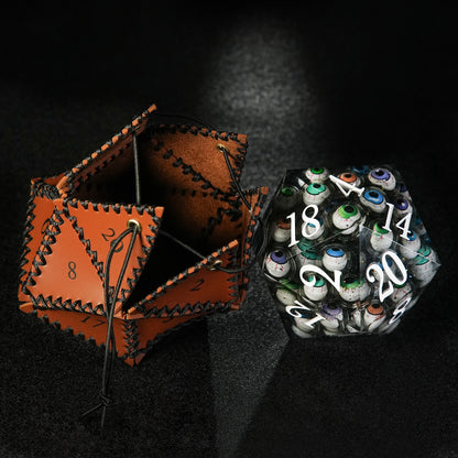 Bolsa de cuero para dados D20, bolsa para dados poliédricos, bolsa portátil con cordón para juegos de rol, juegos, DND 