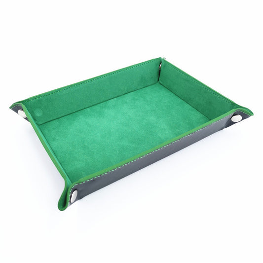 PU Leather Dice Tray Folding Quadrangle Dice Holder Tray for Dungeons and Dragons RPG Table Games, Green