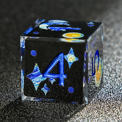 Black Resin Solid Van Gogh's paintings Dice Set