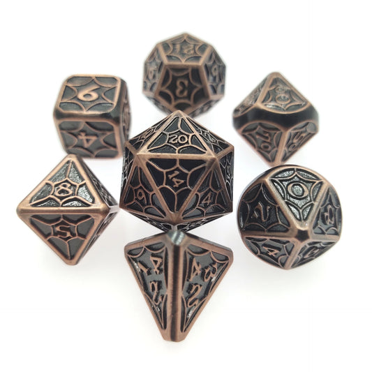 Copper Red Metal Solid Petal Pattern Dice Set