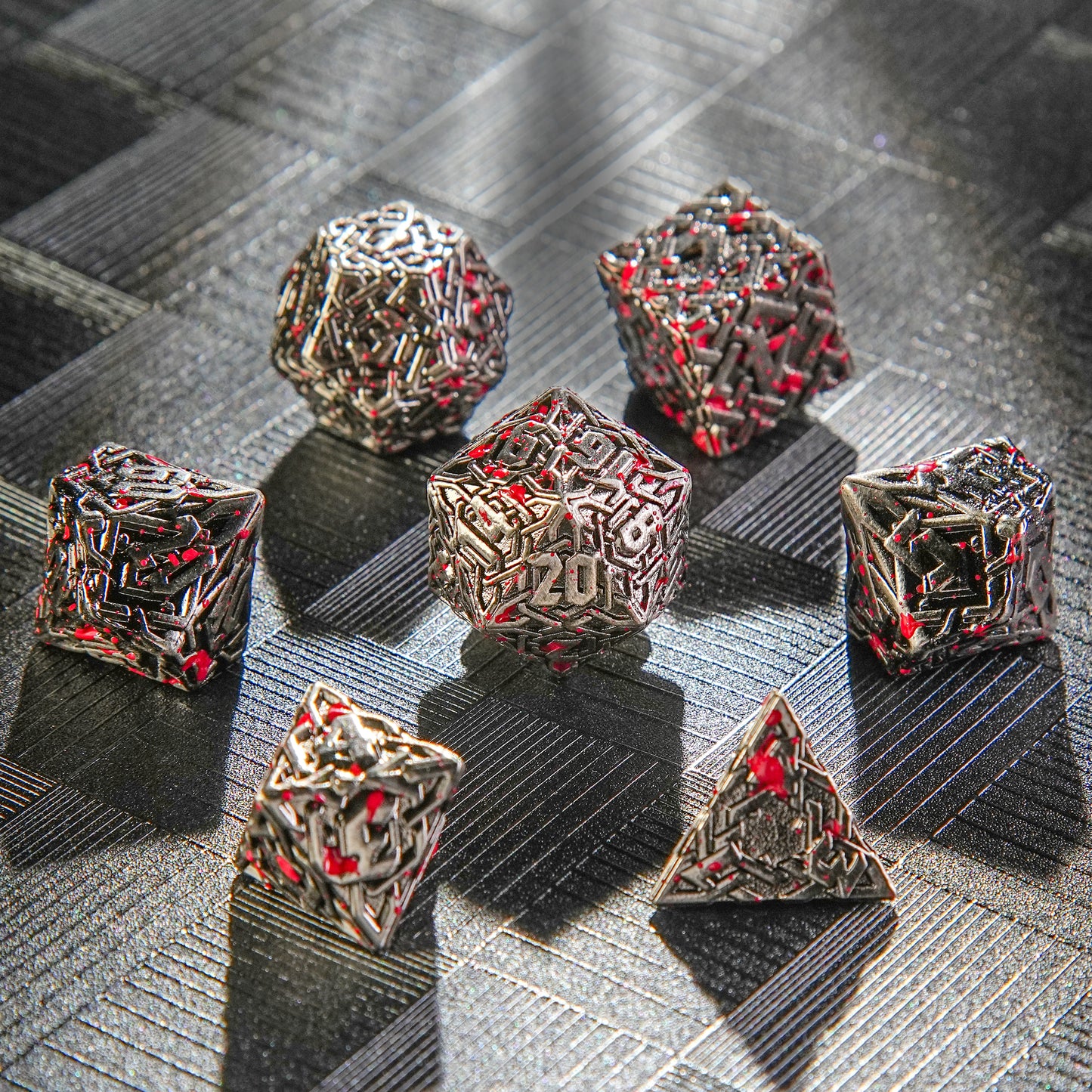 Solid metal Celtic knot dice series