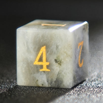 Grey Gemstone+Golden Numbers D&D Dice Set