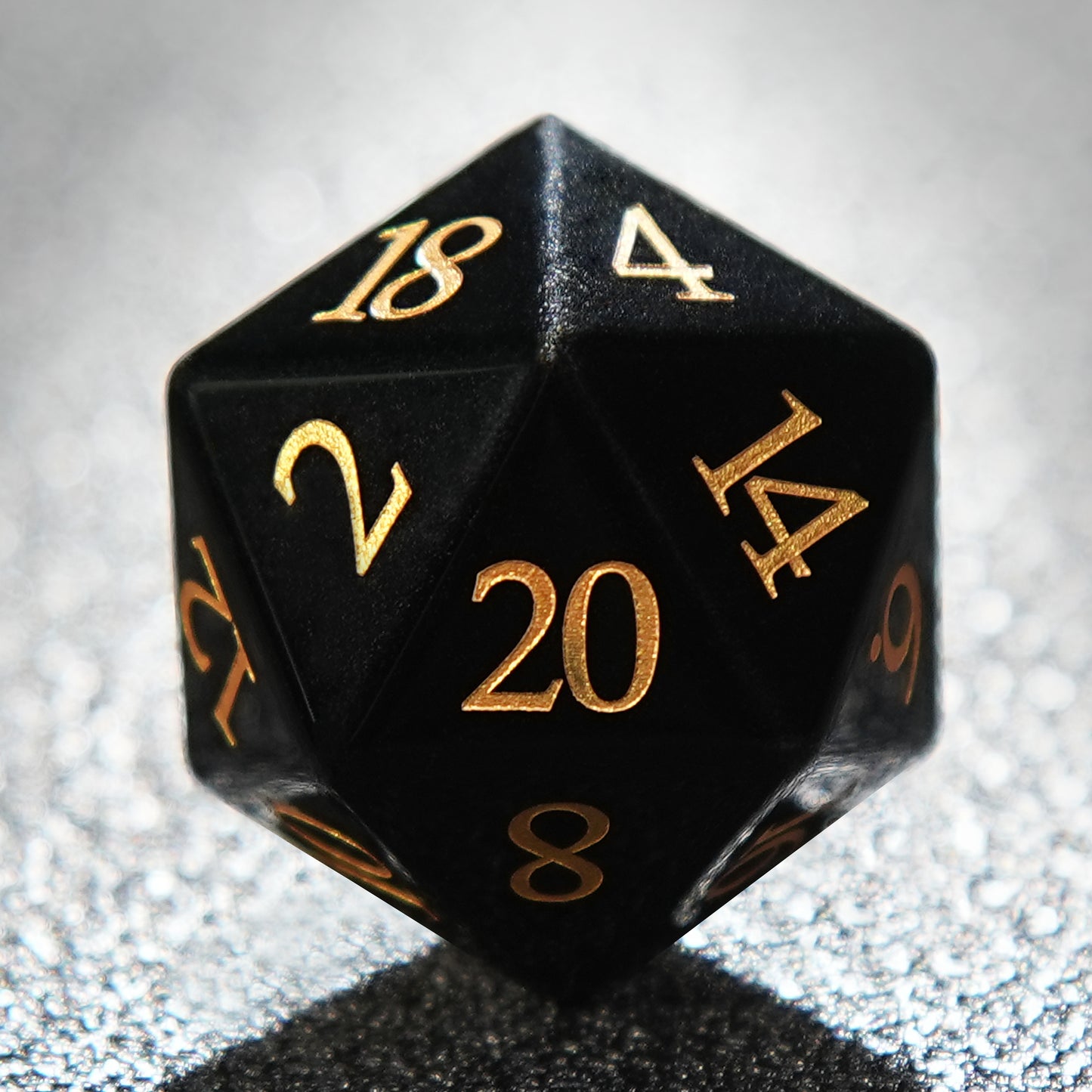 Obsidian + Golden  Numbers  D&D Dice Set