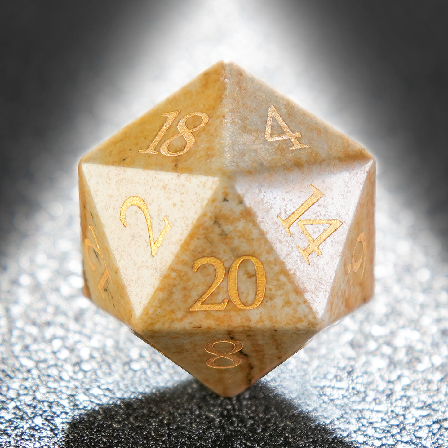 Milk Tea Color Gemstone+Golden Numbers D&D Dice Set