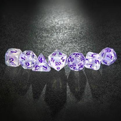 Purple Acrylic Ribbons DnD D&D Dice Set