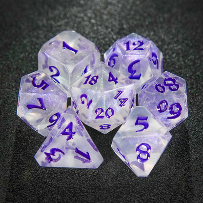 Ensemble de dés DnD D&amp;D avec rubans acryliques violets 