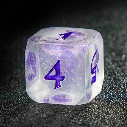 Purple Acrylic Ribbons DnD D&D Dice Set