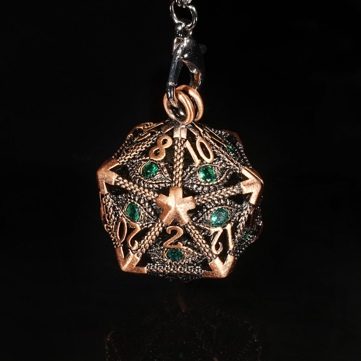 Copper emerald dice cage + dice