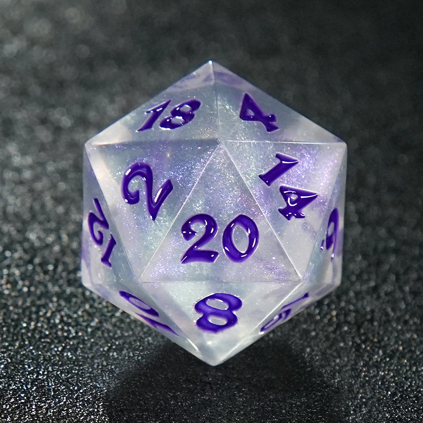 Purple Acrylic Ribbons DnD D&D Dice Set