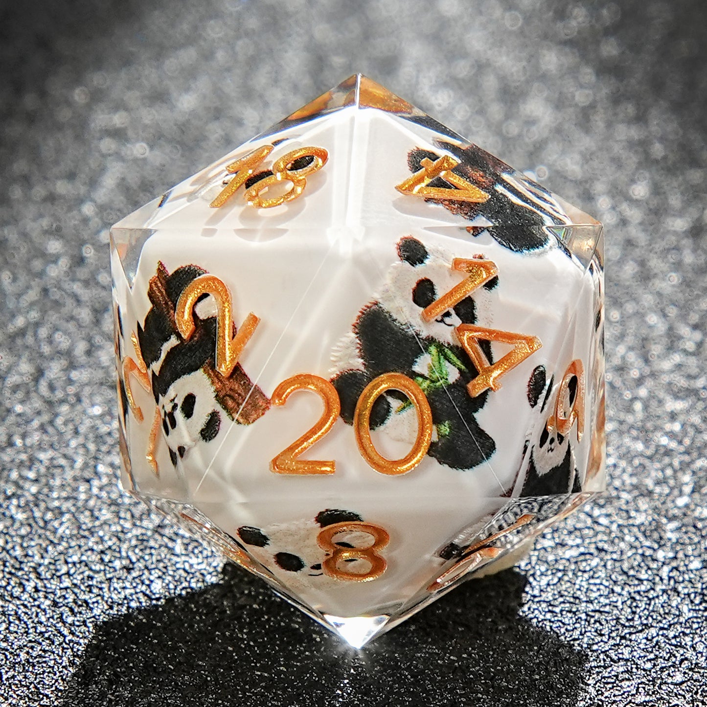 Milky white resin panda dice set