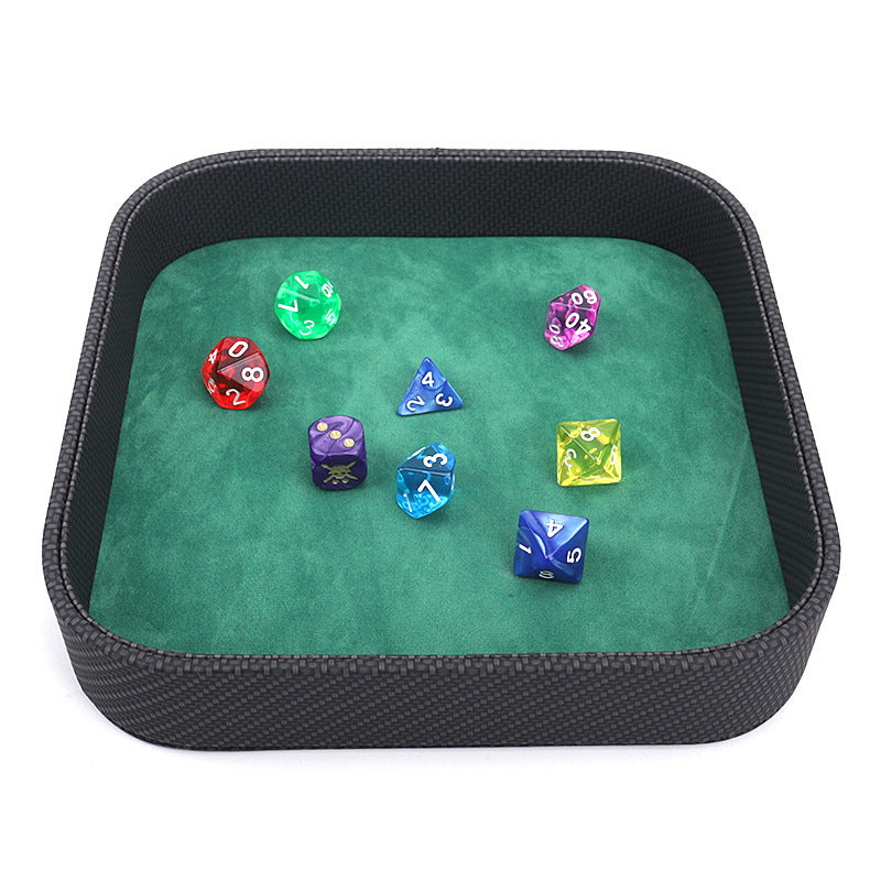 PU Leather Dice Tray Folding Square Dice Holder Tray for Dungeons and Dragons RPG Table Games, Green