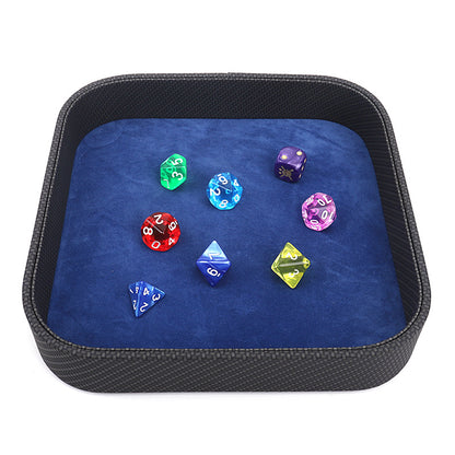 PU Leather Dice Tray Folding Square Dice Holder Tray for Dungeons and Dragons RPG Table Games, Royal Blue