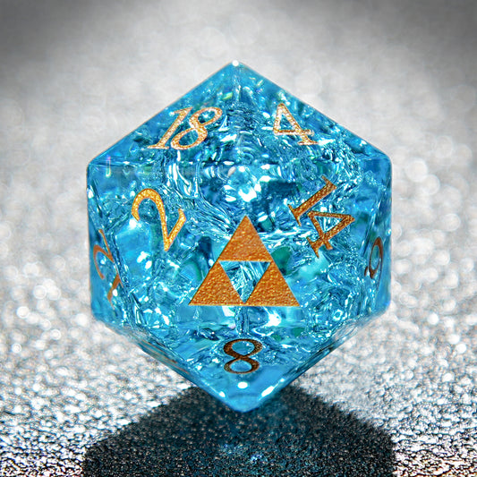 Blue Gemstone Golden Numbers D&D Dice Set