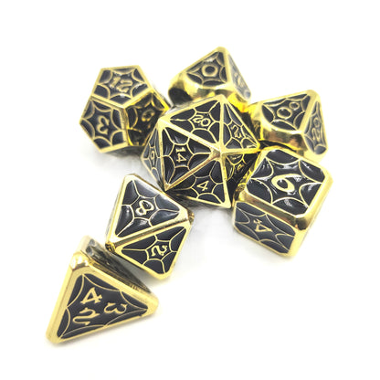 Jeu de dés à motif de pétale solide en métal jaune noir 